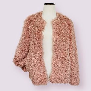NWT PINK FLUFFY FAUX FUR JACKET